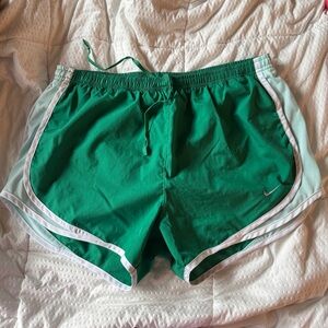 Nike Green and White Athletic Shorts Lightweight Design